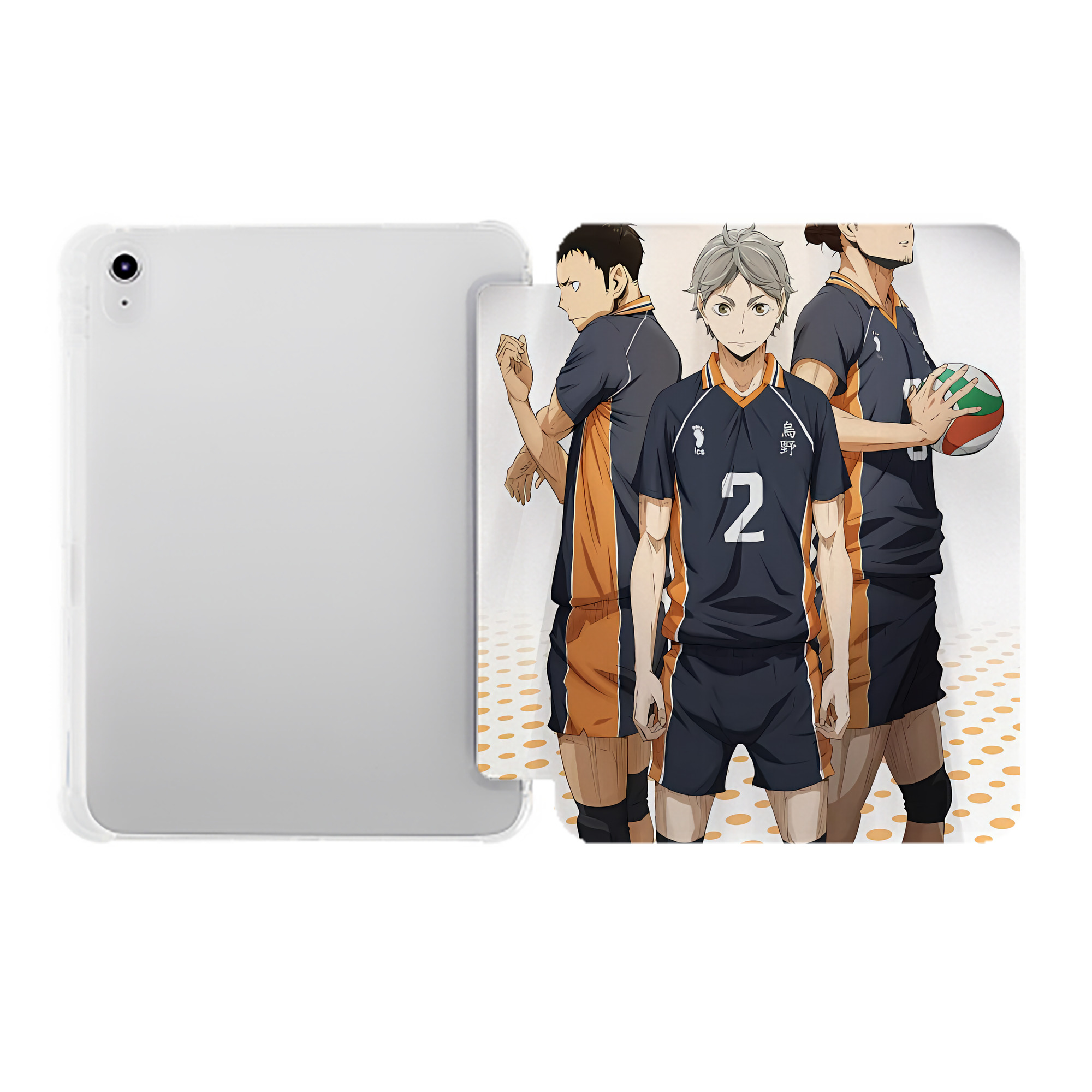（画像用） ハイキュー!! Haikyu!! IPad ケース ペン収納付き 三つ折りスタンド PUレザー×シリコン 対応機種9.5/10.5/10.9インチ